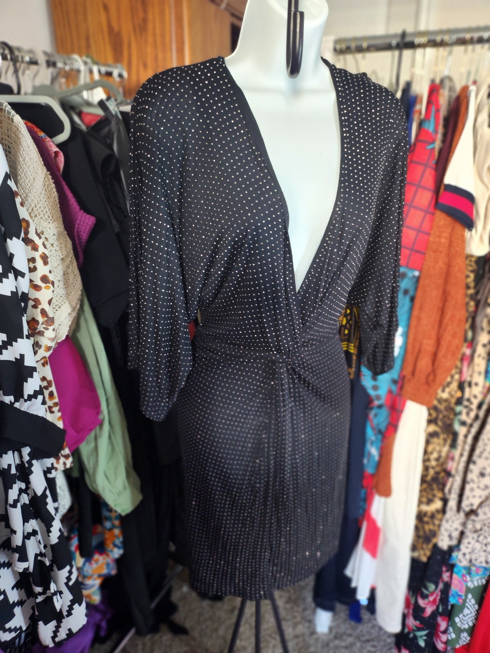 bebe Black Mini Dress with Silver Nail Heads